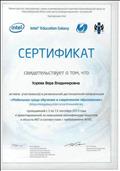 Сертификат  Новосибирского областного центра информационных технологий  Корпорация Intel, за активное участие в региональной дистанционной конференции "Мобильная среда обучения и современное образование"